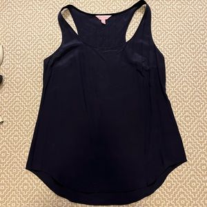 Lilly Pulitzer Navy Sz Small Silk Racerback Tank NWOT